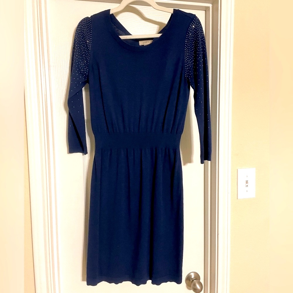 Loft Rhinestone Sleeve Sweater Dress